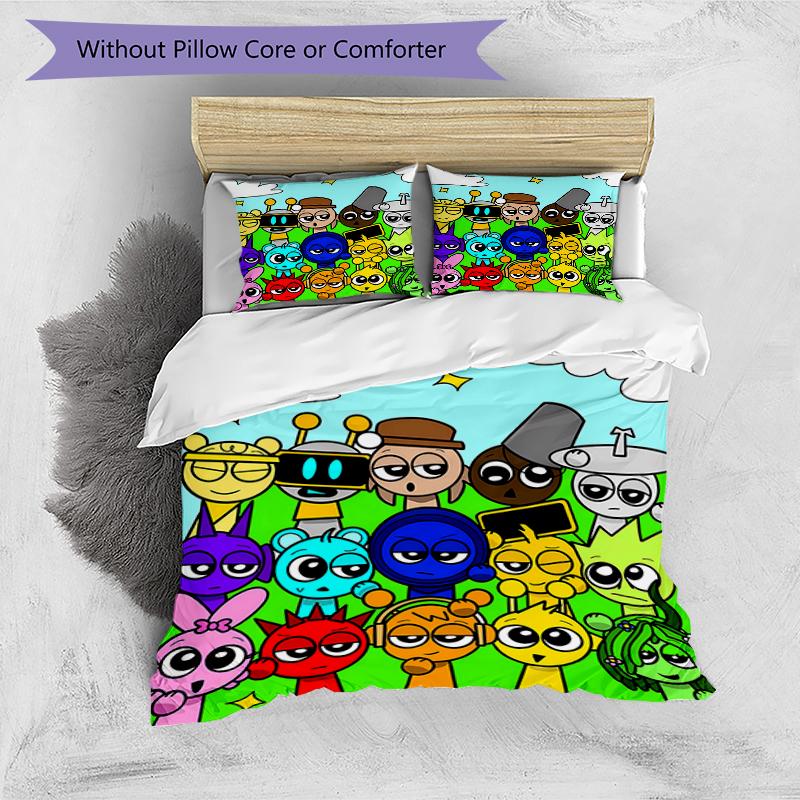 3pcs SPRUNKI8 Design Cover Set - HD Printed Bedding with 1 Cover and 2 Pillowcases - Perfect for Home and Dorm Decor