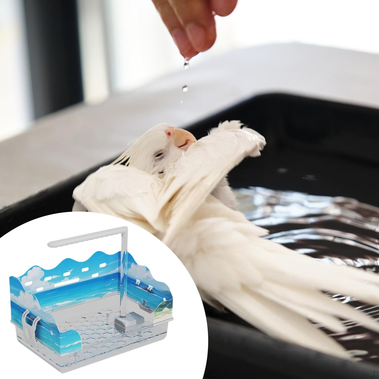 

Bird Bath Box Shower Portable Reusable ,Easy to Clean ,Spacious Parrot Tub Birds Supplies B