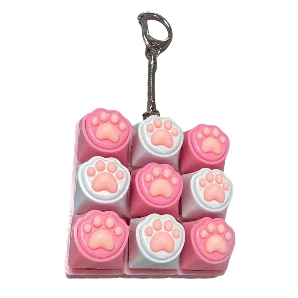 Cat Paw 9-in-1 Sound Fidget Keyboard Clicker W/ Keychain Portable Keyboard Clicker Fidget for Adults and Kids