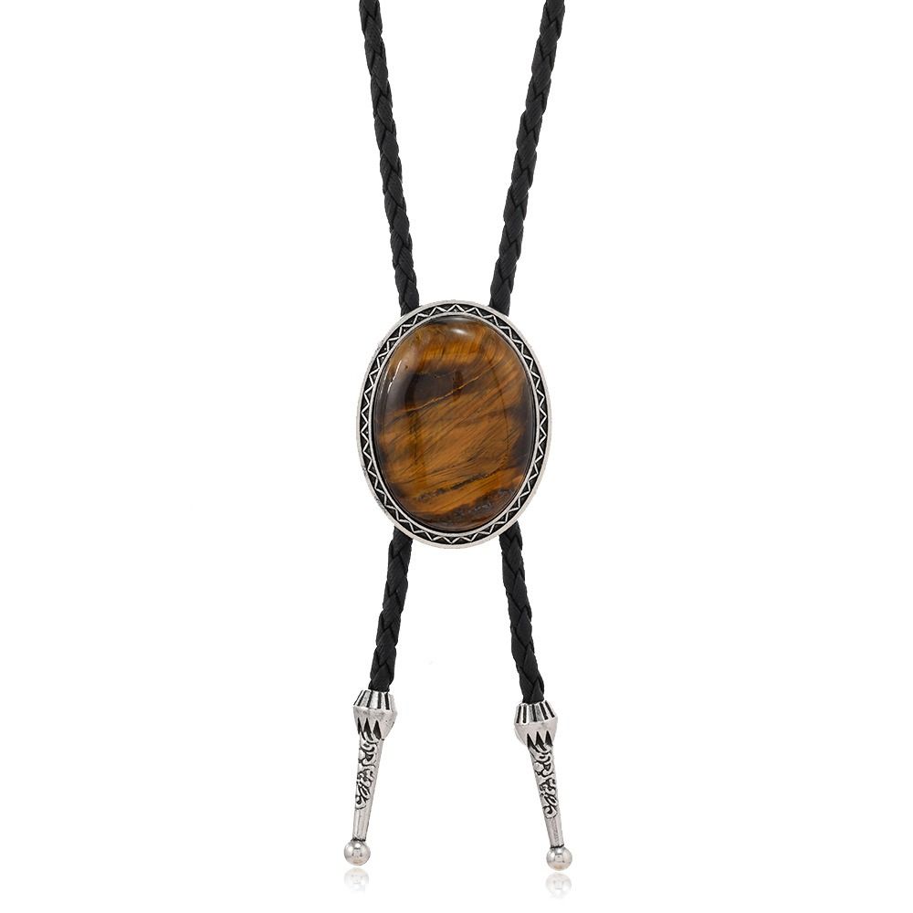 Ethnic Style Western Cowboy Style Necklace Long Leather Rope Necklace Retro Punk Necktie  Girls