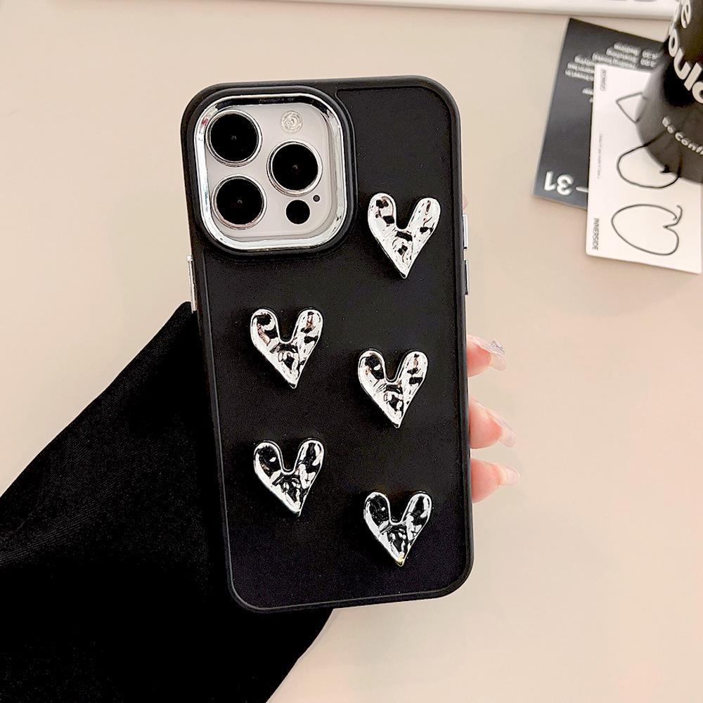 

Electroplating Pleated Love Iphone17 Mobile Phone Case 13 Apple 16 Light Luxury 11 Suitable for 15promax High End Sense 13 12promax(6.7)