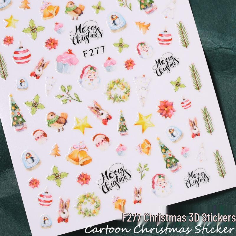 Cute Christmas Nail Stickers: Snowman, Santa, Snowflake & Reindeer Designs