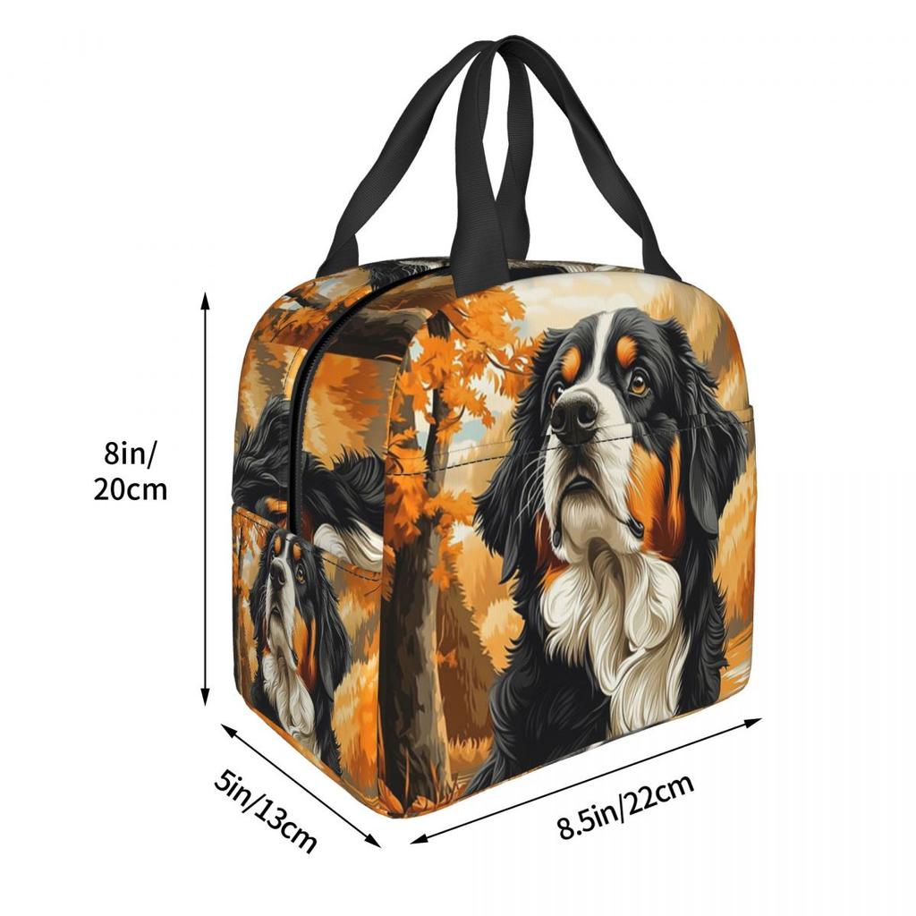Bernese Mountain Dog In Autumn Insulated Lunch Bag for Women Kids Portable Food Boxes Thermal Lunch Box Tote