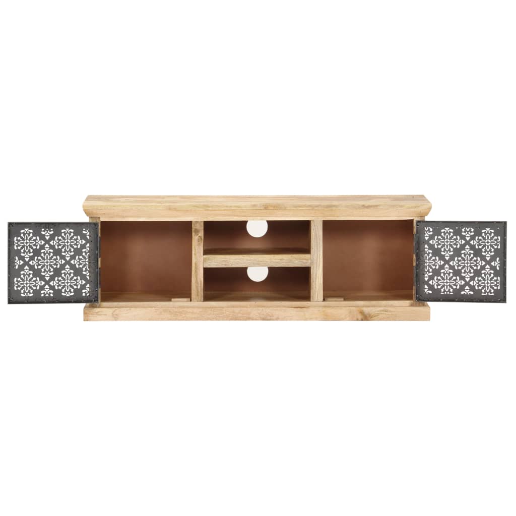 TV Cabinet with Steel Doors 120 X 30 X 40 Cm Solid Mango Wood