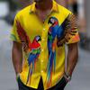 Men's Parrot Bird 3D Print Hawaiian Shirt Tropical Aloha Shirt Short Sleeve Button Up Turndown Shirt for Summer Beach Wear