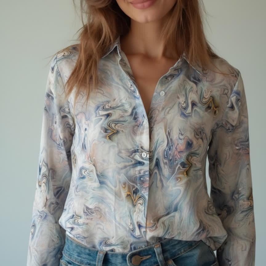 

2026 French Style Women s Lapel Long-Sleeve Romantic Loose Slimming Shirt M