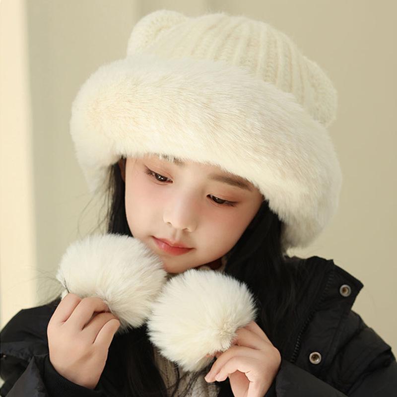 Child's Warm Knitted Wool Pullover Hat with Ear Protection