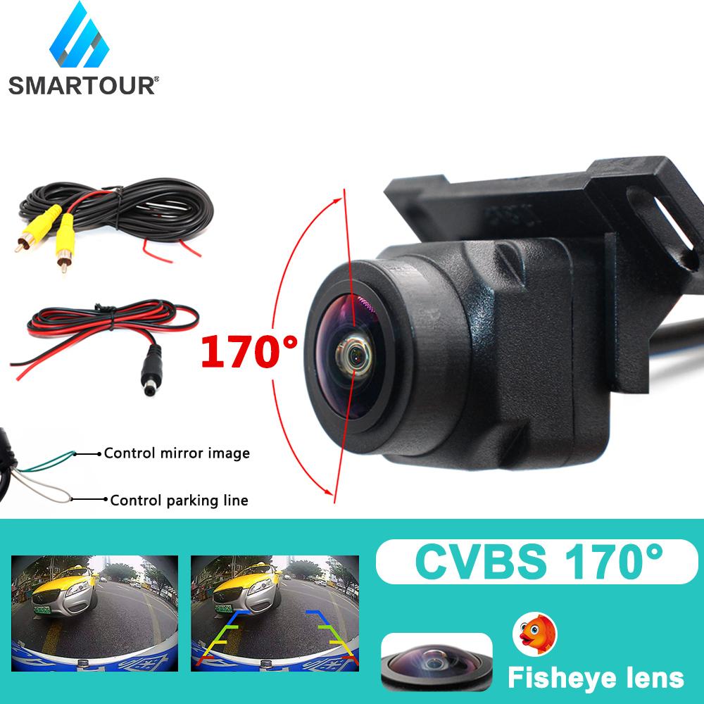 Smartour CCD 180 Degree Fisheye Lens Car Rear Side Front View Camera Wide Angle Reversing Backup Camera Night Vision Waterproof 170 Degree CVBS
