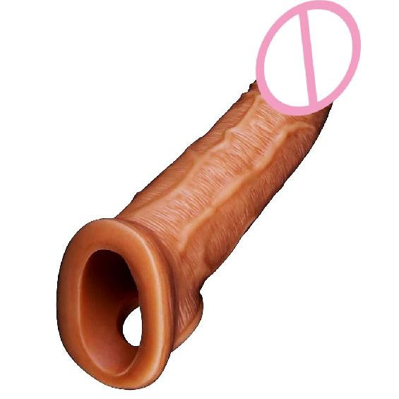 Large Exotic Condom Men's plus-Sized Growth Sexy Sex Product Simulation Penis Ring Men's Crescent Moon Crystal Cover
