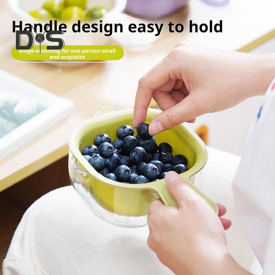 Drain Basket Colander Fruits Vegetables Strainer Dual-Layer Design Food-Grade BPA Free Kitchen Draining Basket with Handle