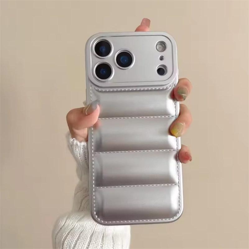Luxury Down Jacket Silicone Shockproof Case For iPhone 17 Air 16 E 15 Plus 14 13 12 11 Pro Max Winter Colorful Soft Puffer Cover