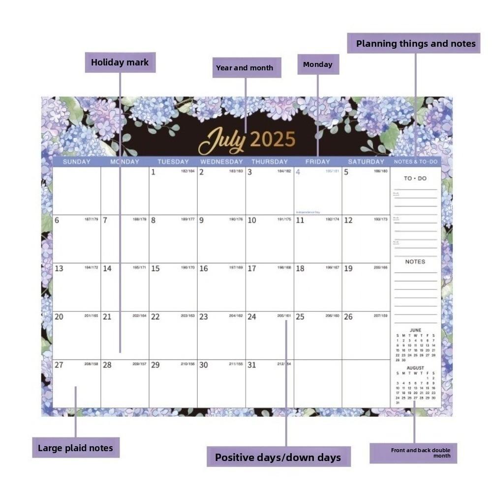 Monthly Layout Wall Calendar Spacious Hanging Calendar 18-Month Calendar  Family Planning