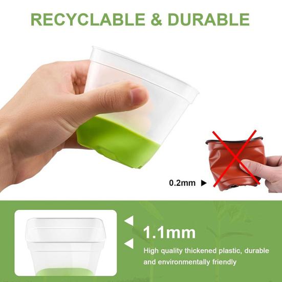 6 bucăți ghivece transparente de pepinieră, ghivece de cultivare pentru răsaduri, cu bază de silicon, semințe reutilizabile, ghivece de început cu etichete pentru balcon de grădină