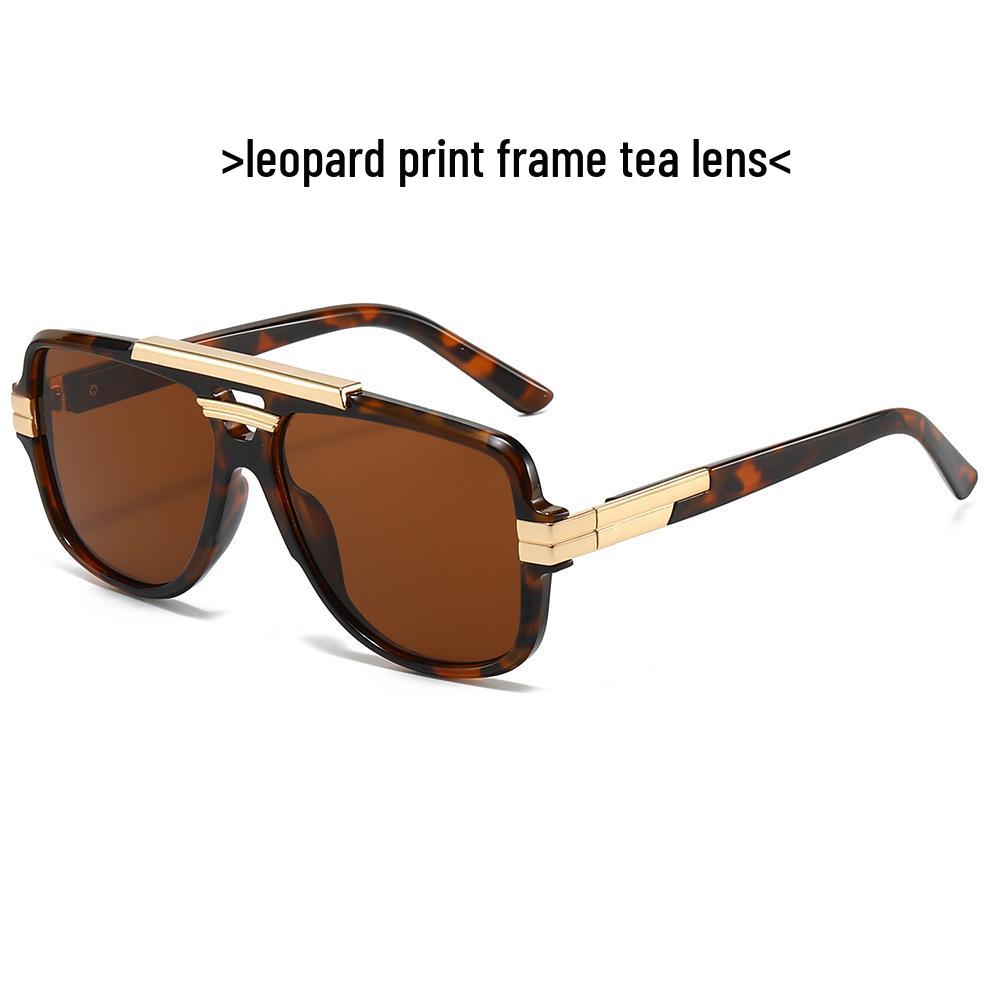 Trendy European-American Retro Square Frame Men's Metal Sunglasses