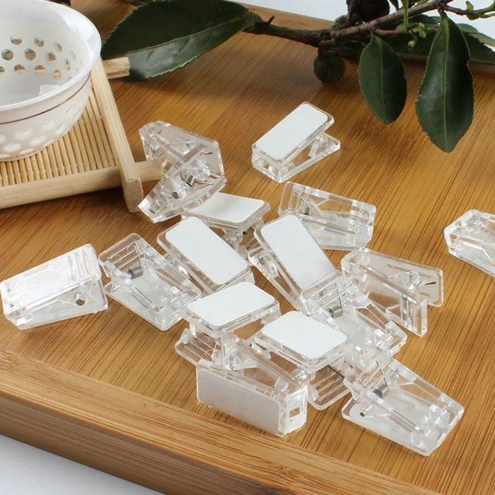 10pcs Plastic Wall Clips Portable Spring Clips Self-Adhesive Clips  Home Office Display