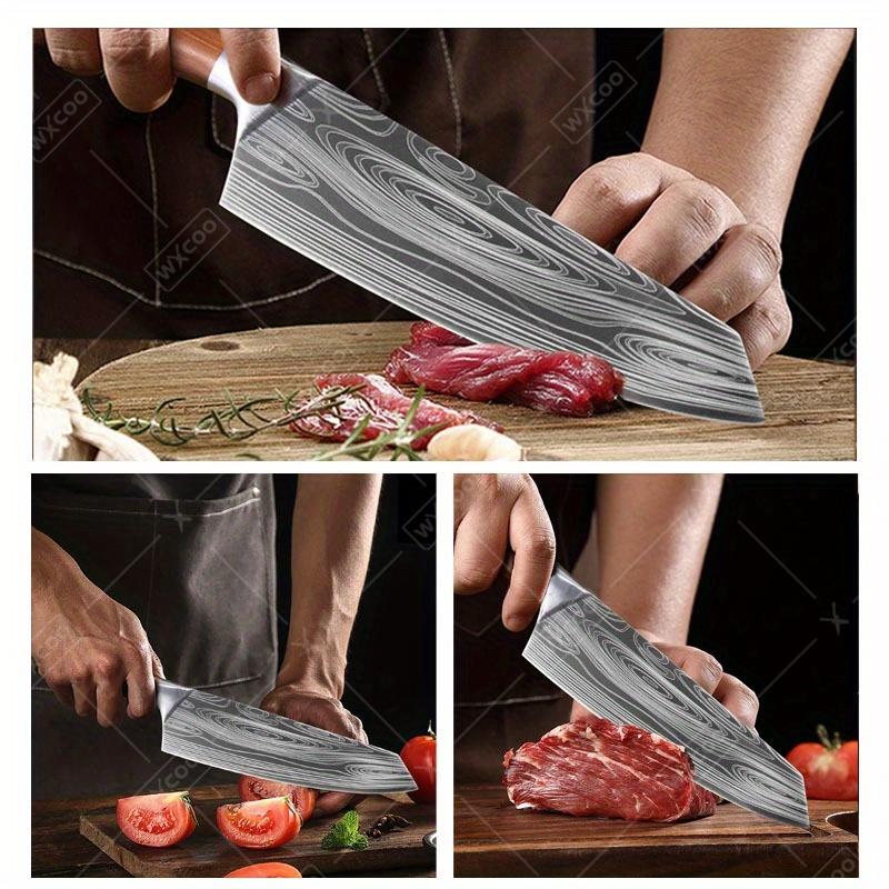 3 Pcs Handmade Forged Damascus Steel Chef Knife Set Kitchen Multipurpose Boning Meat Cleaver Vegetable Scissors Poultry Cutter
