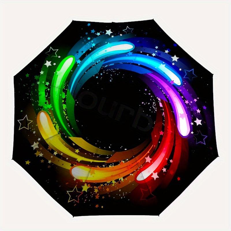 1pc Colorful Swirl with Stars Vector Illustration Umbrella with Plastic Handle,Suitable for All Seasons Home Travel Outdoor UmbrellaB1900