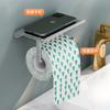 No Punching Space Aluminum Bathroom Tissue Holder Storage Tray Wall-mounted Toilet Roll Holder Toilet Paper Holder Multi-function