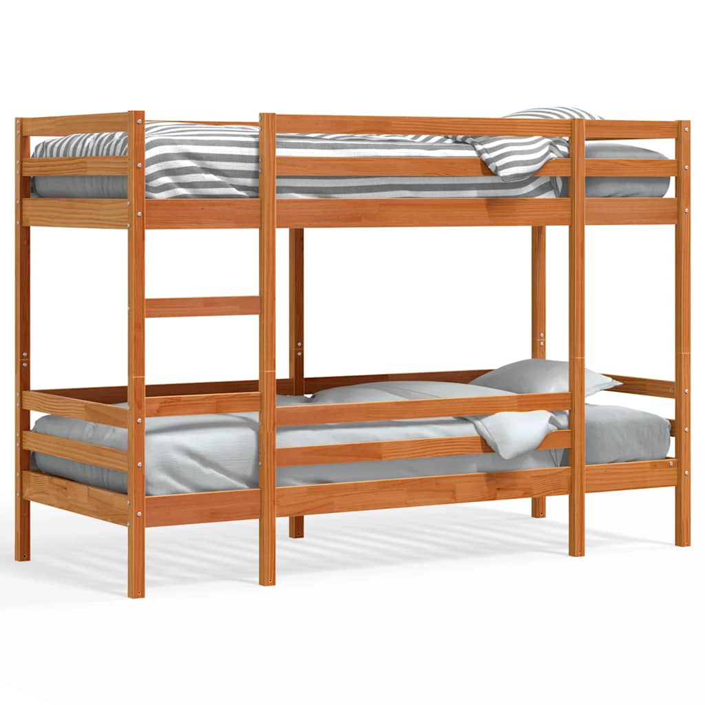 Bunk Bed Wax Brown 90x200 cm Solid Pine Wood