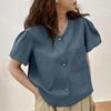 ZANZEA Women Casual Round Neck Button Short Sleeve Blouse
