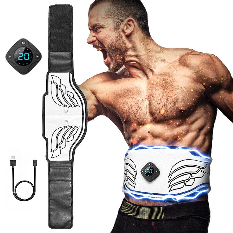 

EMS Стимулятор мышц живота Электрический пояс для похудения тела Тренажер для пресса Тренировочный пояс для сжигания жира на талии Оборудование для фитнеса Мужской пояс для похудения тела белый