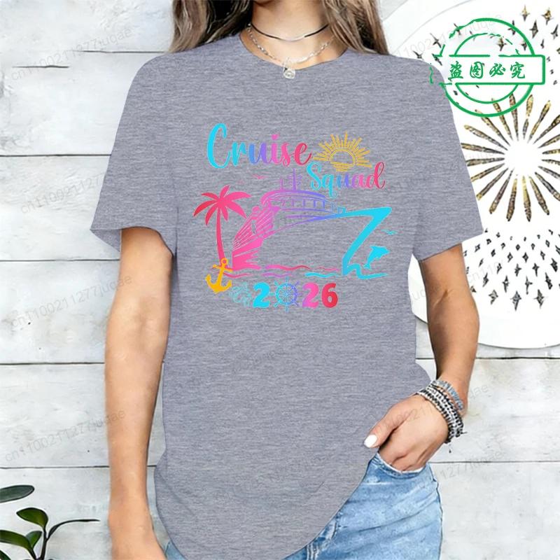 T-shirt Stampate Squadra Crociera 2026 Crociera di Compleanno in Famiglia T-shirt Harajuku da Donna Manica Corta Abbigliamento Femminile Top Tee Street