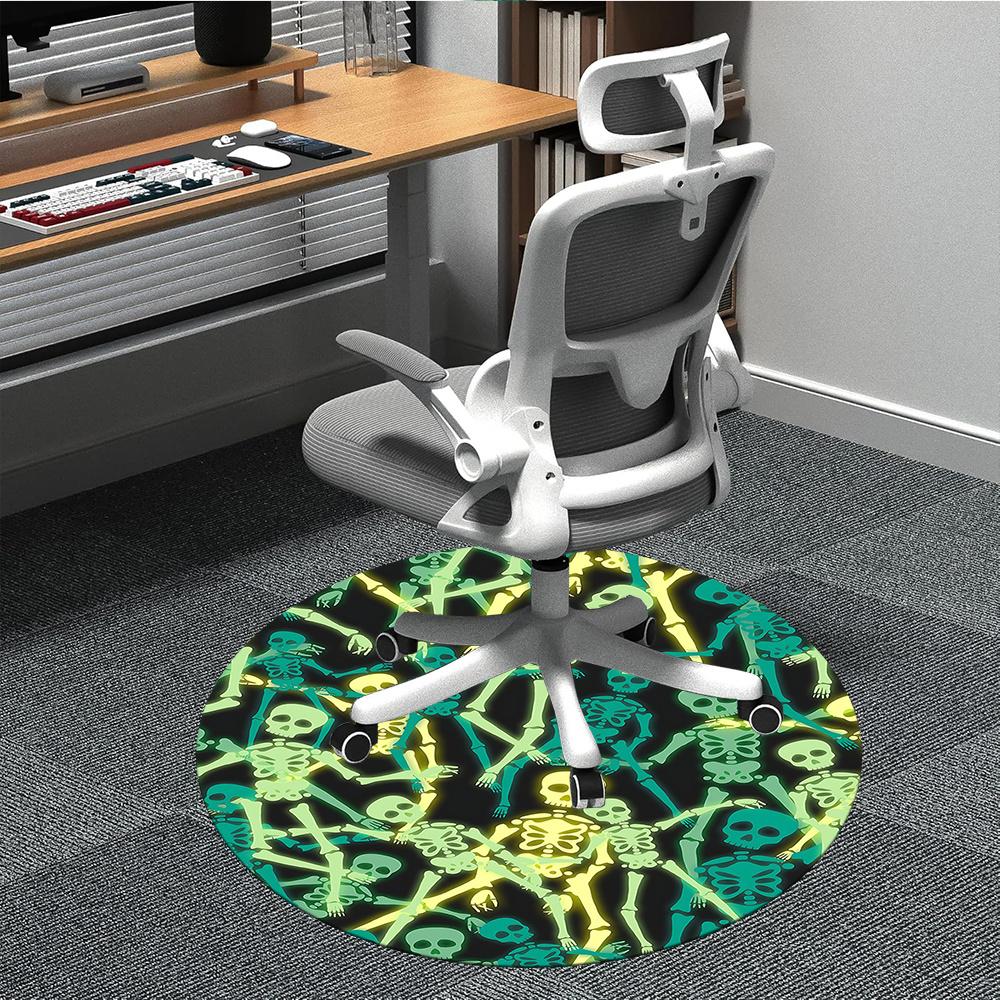

1pc SkeleFun HalloweenParty Office Round Area Rug, Indoor Mat Suitable ForOffice, Under Office Chairs Bedroom Living Room Home Decor, Room Decot139 80cm by 80cm