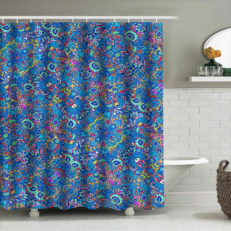 Colorful Floral Shower Curtain Decor Bathroom Accessories