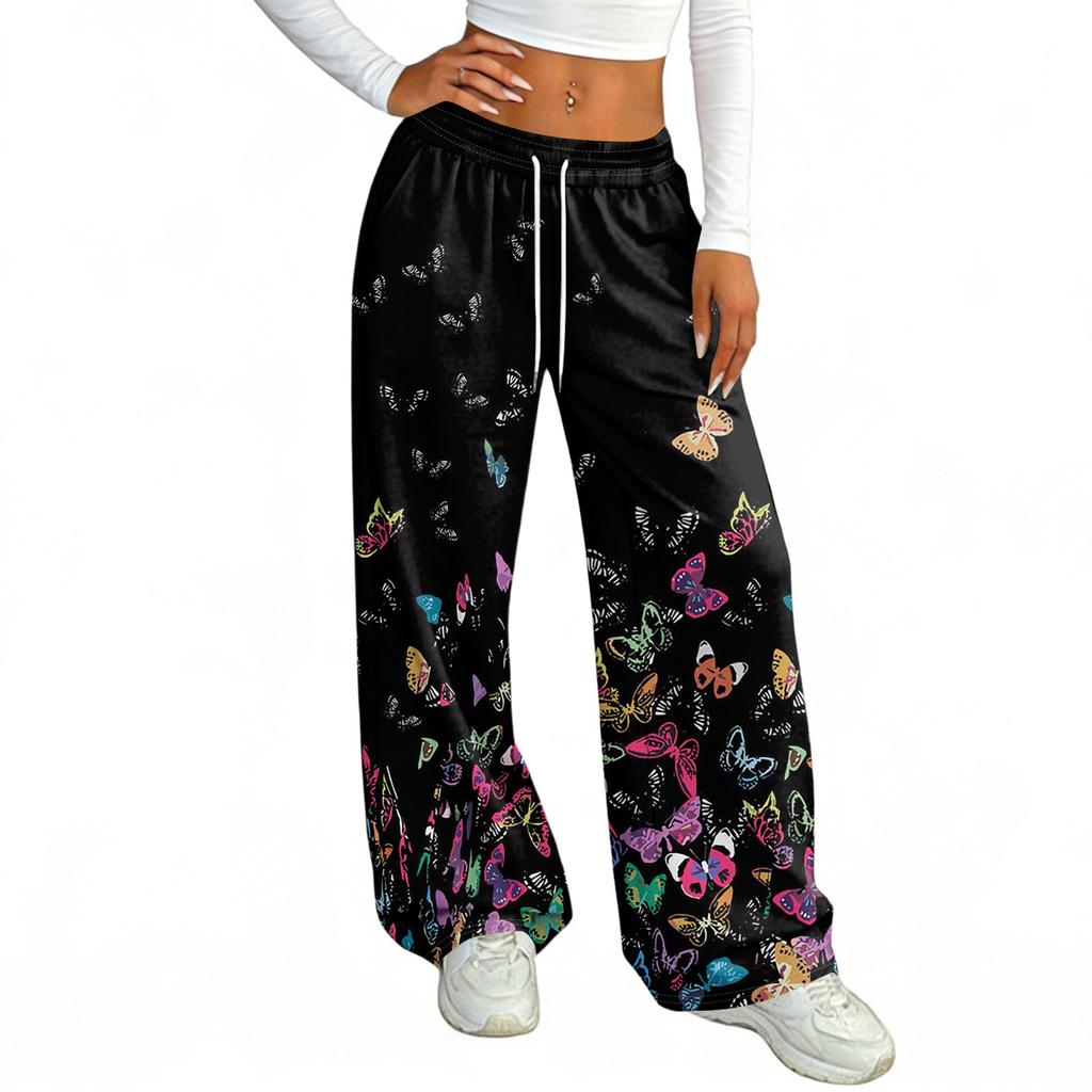 Women's Casual And Fashionable  Elastic Waist Loose Wide Leg Pants