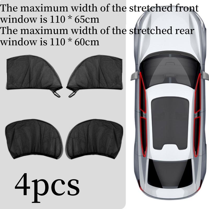 4 szt. Uniwersalne siatki przeciwsłoneczne na boczne szyby, osłony, ochrona prywatności, moskitiera, zasłonki, ochrona przed UV, akcesoria do wnętrza samochodu