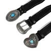 Studded Punk Style Belt Adjustable PU Leather with Charm Heart Buckles for Men Women Fashion Accessories