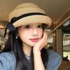 Knitted Bow Topper Hat Weave Women Bucket Hat Retro Fisherman Hat  Girl