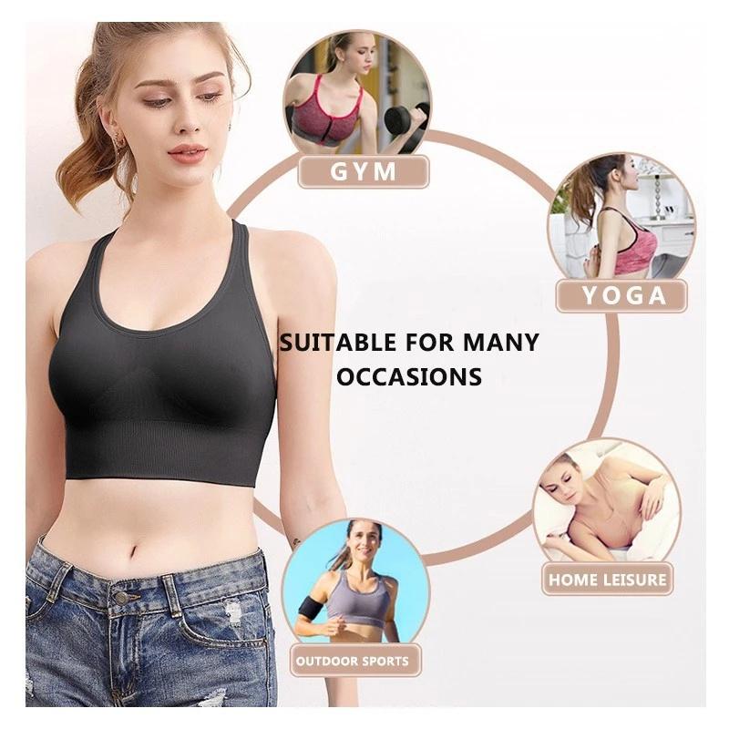 Women Sports Bra Workout Push Up Seamless Sexy Fast Dry Yoga Fitness Removeable Pads Shockproof Running Wire Free X Shape Back