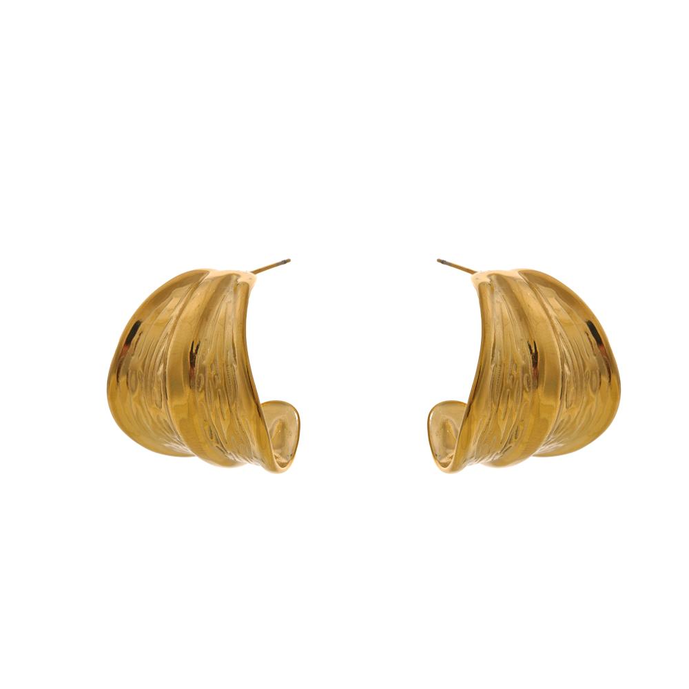 Yhpup Statement Stainless Steel Wide C-Shaped Geometric Fashion Daily Hoop Earrings Anti Allergic for Women Accessories