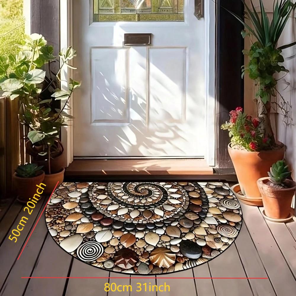 Pebble Semi-Circular Carpet, Soft And Noise-Reducing Entrance Foyer Door Mat, Bedroom Entrance Floor Mat, Home Decoration