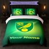 Set Biancheria da Letto Norwich City con Nome Personalizzato 1 Copripiumino+2 Federe Logo Calcio Regalo Personalizzato per Occasione Speciale Decorazione Camera da Letto