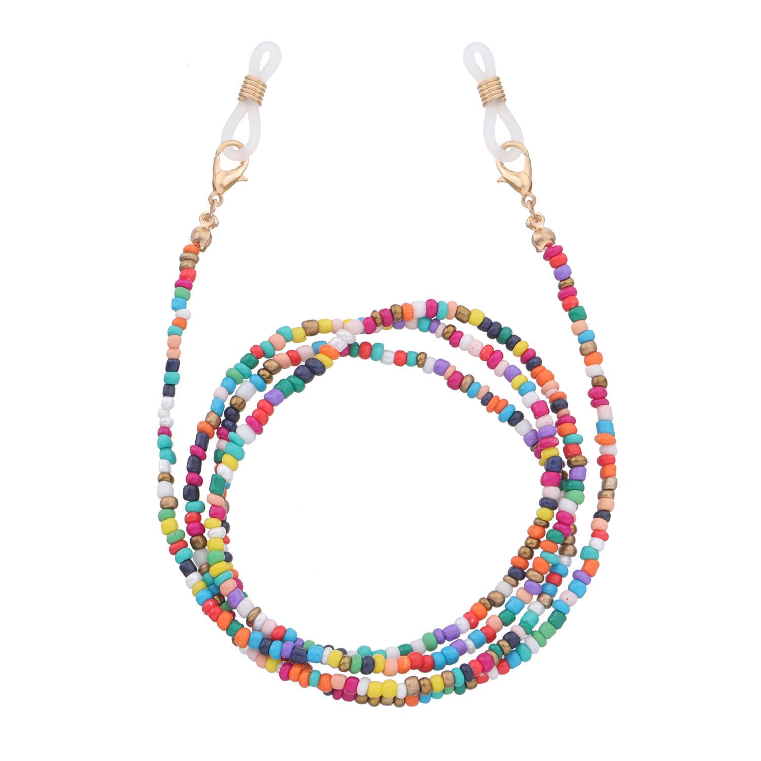 Multifunctional color rice bead glasses holder, face mask, mask dual-purpose chain