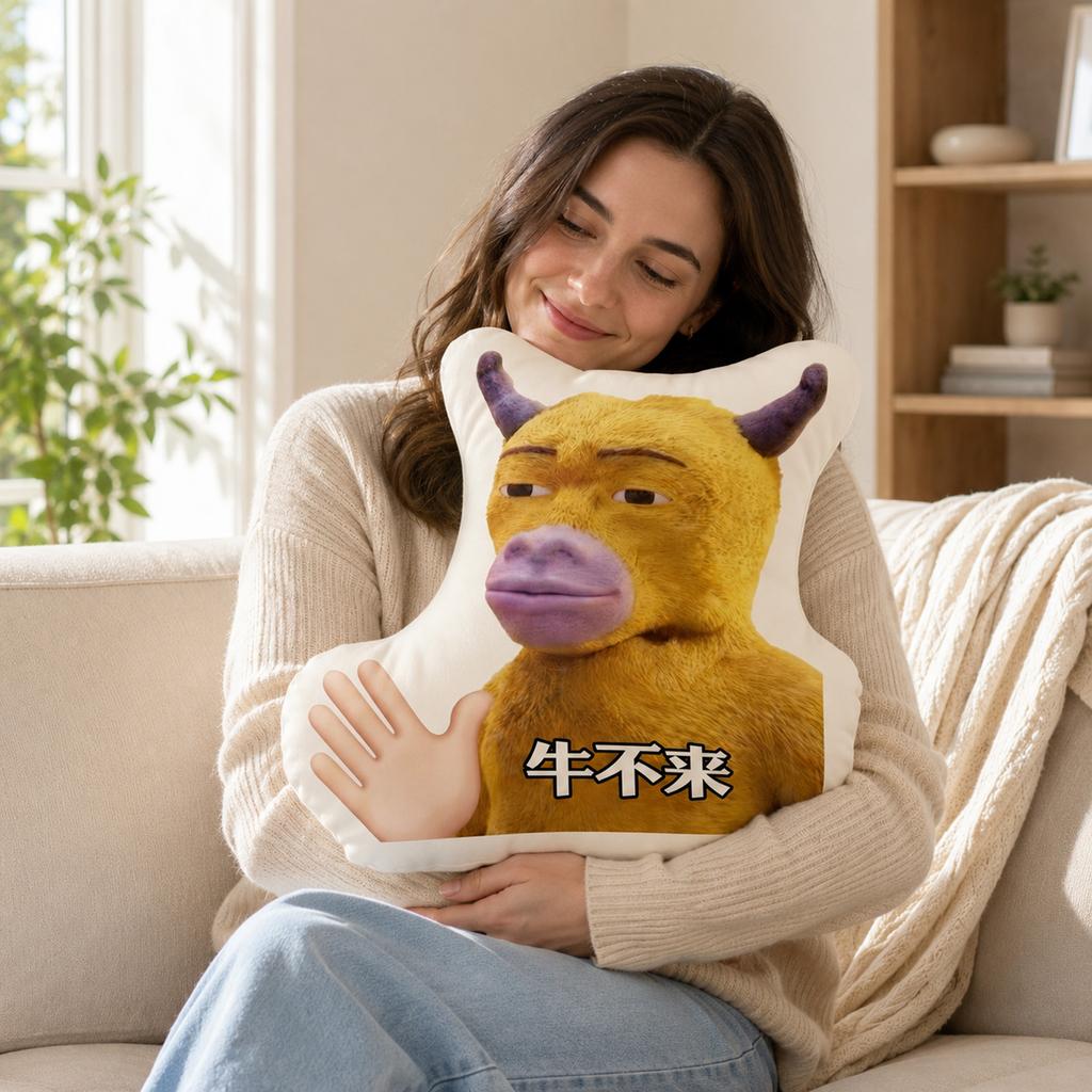 Cow-shaped abstract throw pillow 40cm