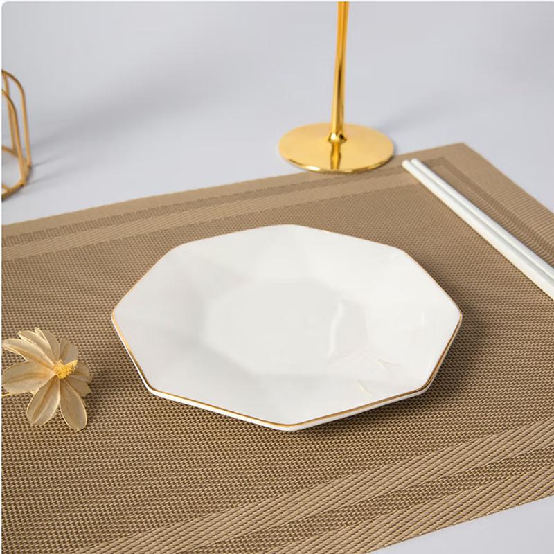 SIFAR Kreativní keramický jídelní talíř se zlatým okrajem