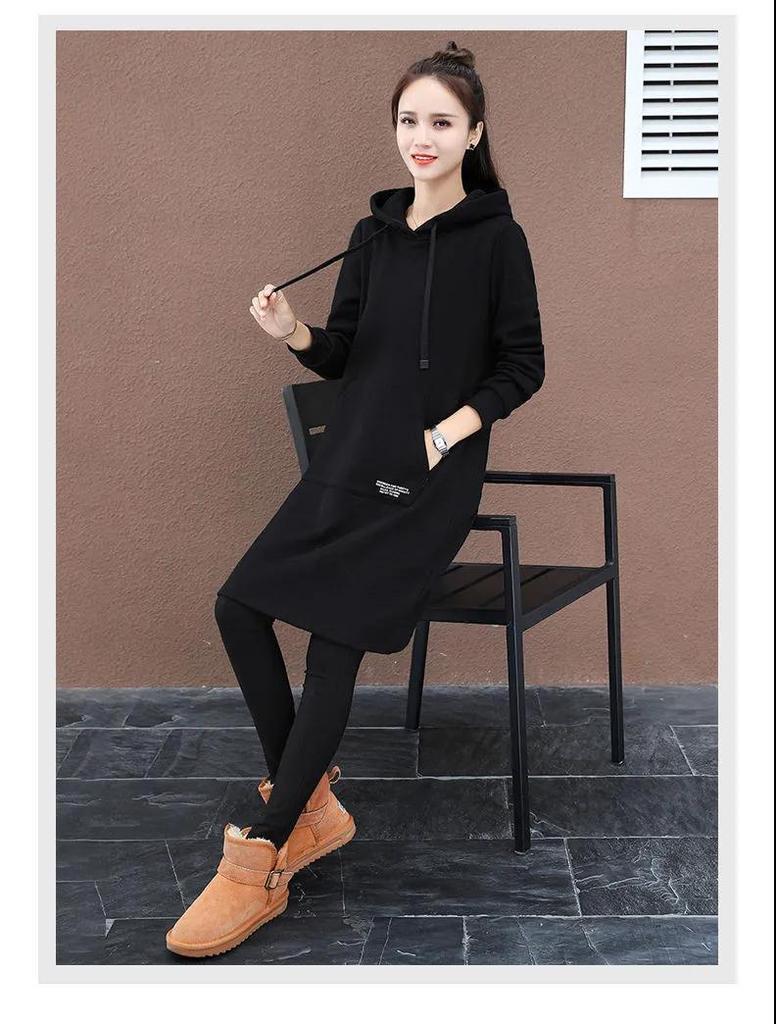 Women's Trendy Fleece-lined Korean Style Hoodie, Long-sleeved and Loose Fit for Autumn and Winter 2022.