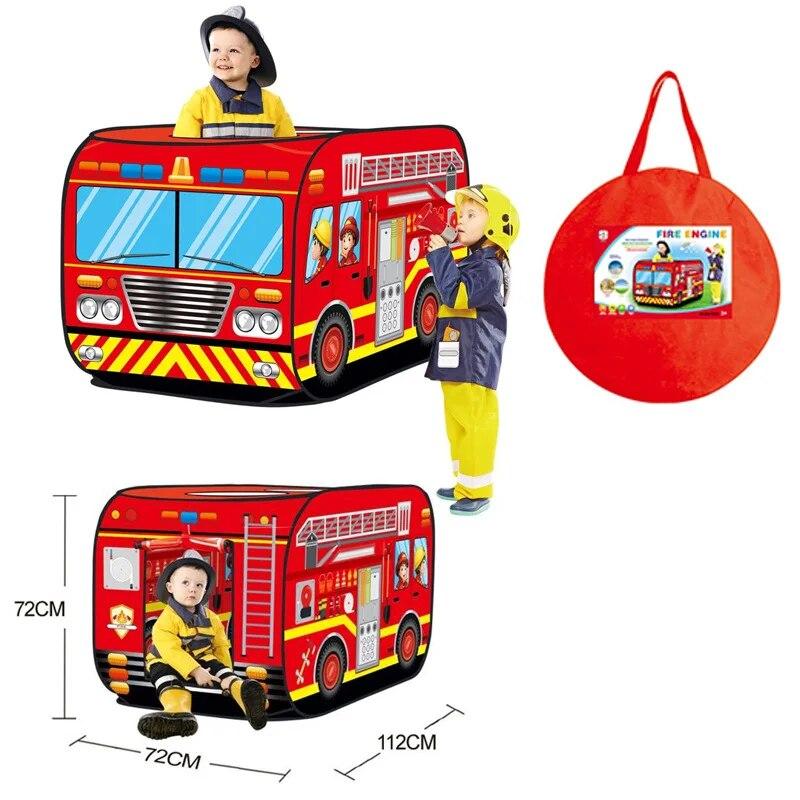 Children's Tent Popup Play Tent Toy Outdoor Foldable Playhouse Fire Truck Police Car icecream car kids Game House Bus Indoor