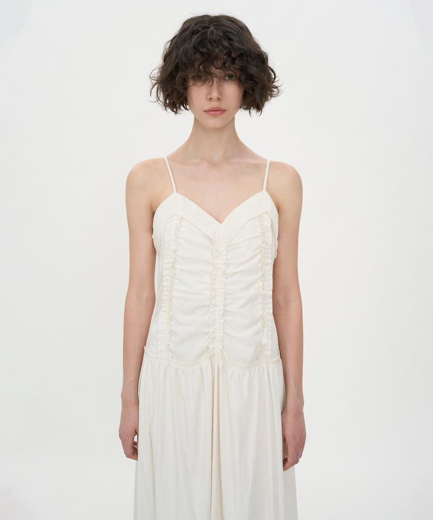 Insilence Woman Vintage Frill Maxi Dress Cream