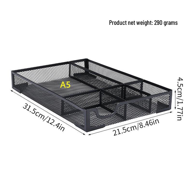 Multi-Compartment Metal Mesh Desktop Organizer Tray