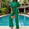 Piece Outfits for Women Long Down Shirts Sleeve Button And Wide Leg Pants Sets Casual
