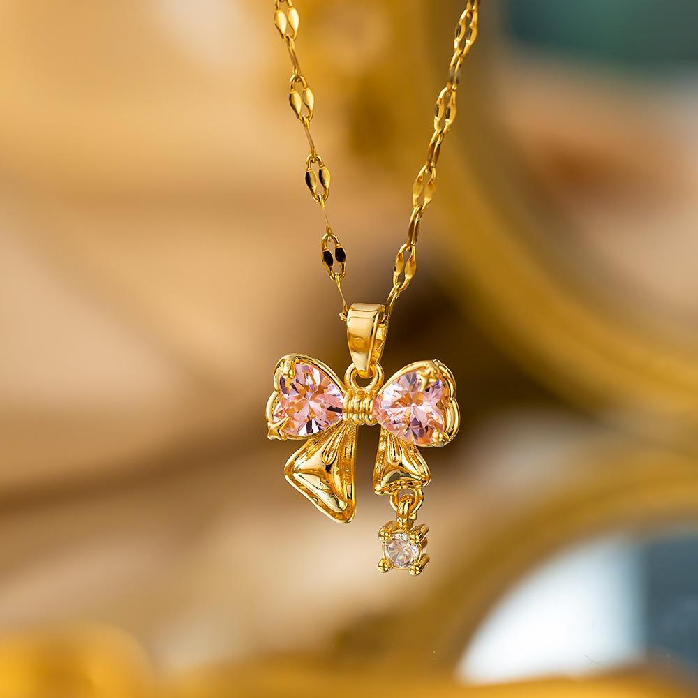 Elegant Luxury Full Zircon Copper Micro Inlaid Necklace Women Simple Exquisite Collarbone Chain Necklace