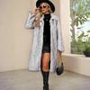 Popular autumn and winter new women's square collar imitation fur long coat coat women's Europe and the United States