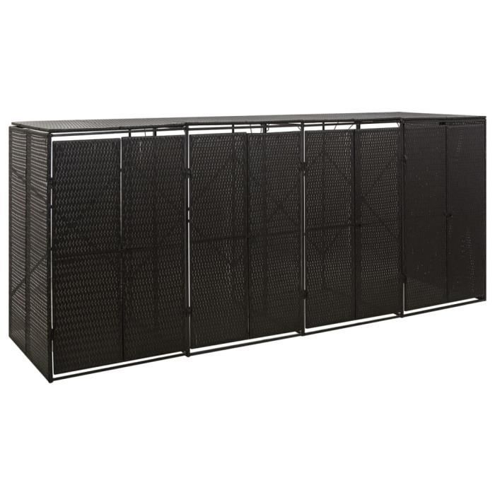 VidaXL Abri pour poubelle quadruple Noir 274x80x117 cm Résine tressée 319863