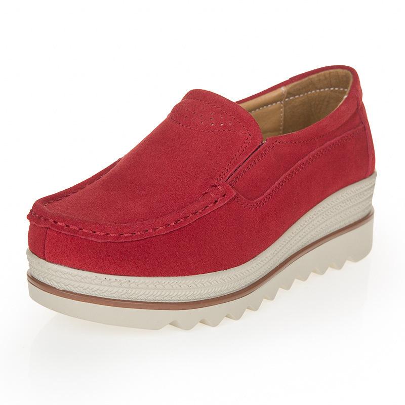 

2020 autumn and winter platform-soled anti-velvet leather heightening women s shoes Korean version trendy velvet thermal shoes lazy muffin shoes col 35