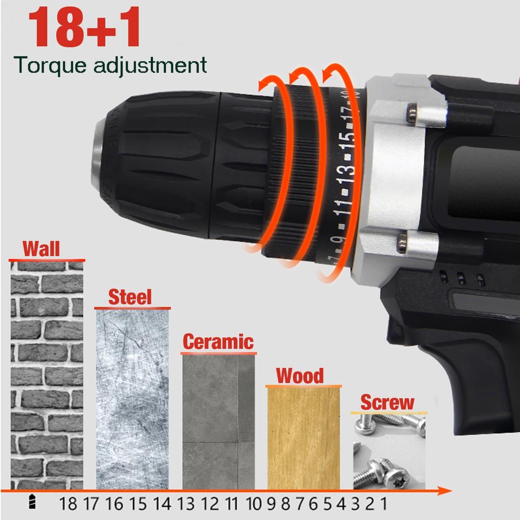 2 Speed 18+1 Torque Adjustment Variations Electric Cordless Drill Multi-Function Electric Screwdriver drill 16.8V