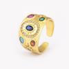Nidin Vintage Irregular Hammered Open Ring Multi Color Oval & Round Crystal Zircon Adjustable Finger Jewelry Gift for Women Men
